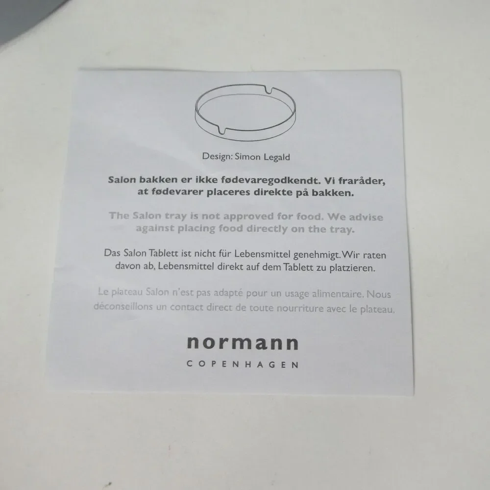 Normann Copenhagen Salon Tray 20cm Birch Wood Rattan Weave Grey NEW
